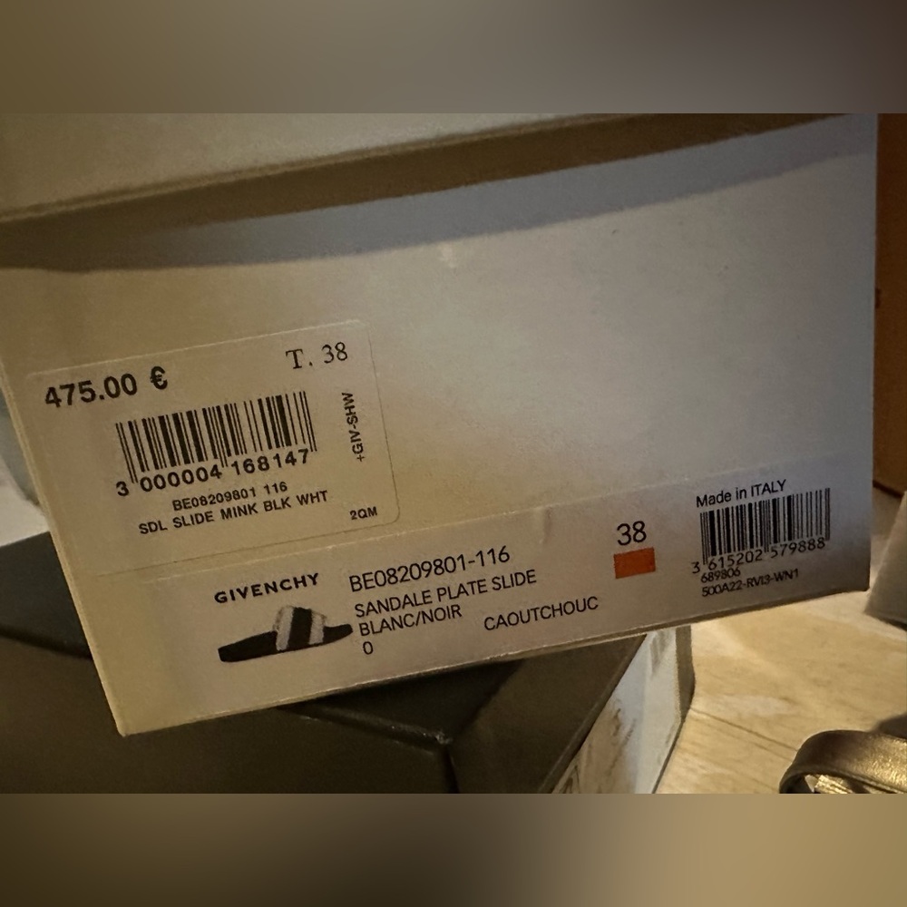 Givenchy Mink Black And White Slides Size 38 - image 4